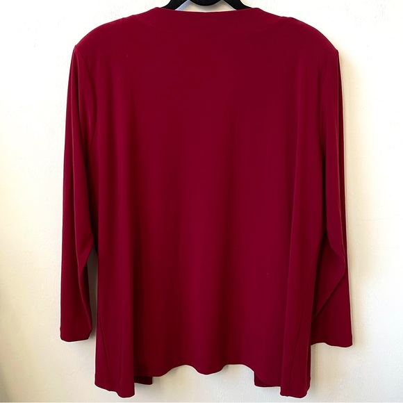 2 Piece Deep Red Sweater Jacket & Matching Tank Top Evening Wear Moda Verona 3XL - Picture 7 of 16